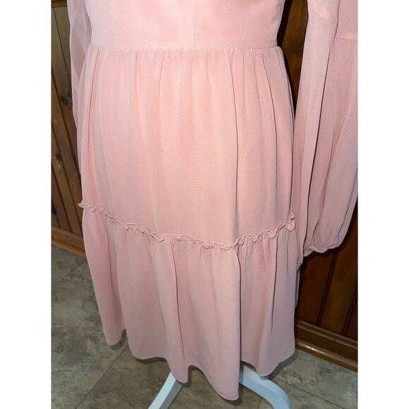 NWT Womens Dress The Population Paola Blush Tiered Blouson-Sleeve‎ Dress Size S - Picture 5 of 11
